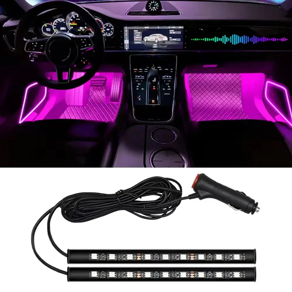 2-in-1 LED Car Neon Interior Light – USB & Cigarette Lighter Footwell Ambient Light, Car Backlight Atmosphere Lamp Accessories