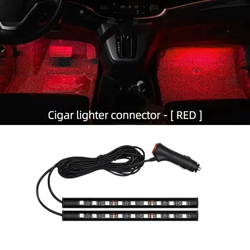 2-in-1 LED Car Neon Interior Light – USB & Cigarette Lighter Footwell Ambient Light, Car Backlight Atmosphere Lamp Accessories