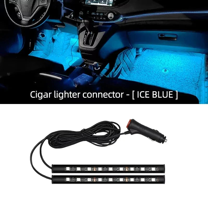 2-in-1 LED Car Neon Interior Light – USB & Cigarette Lighter Footwell Ambient Light, Car Backlight Atmosphere Lamp Accessories