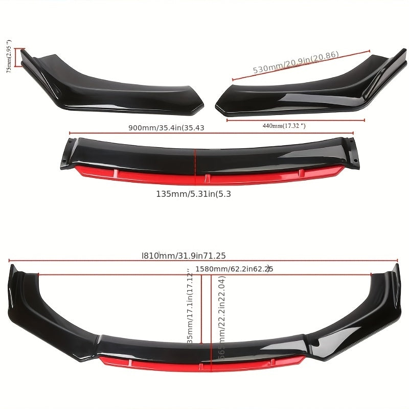 4pcs/Set Material Car Front Lip Spoiler Kit - Stylish Appearance Upgrade, Small Vehicle Bumper Modification Accessories with Easy Installation and Durable Protection for Fenders, Car Spoiler, Car Modification Accessories